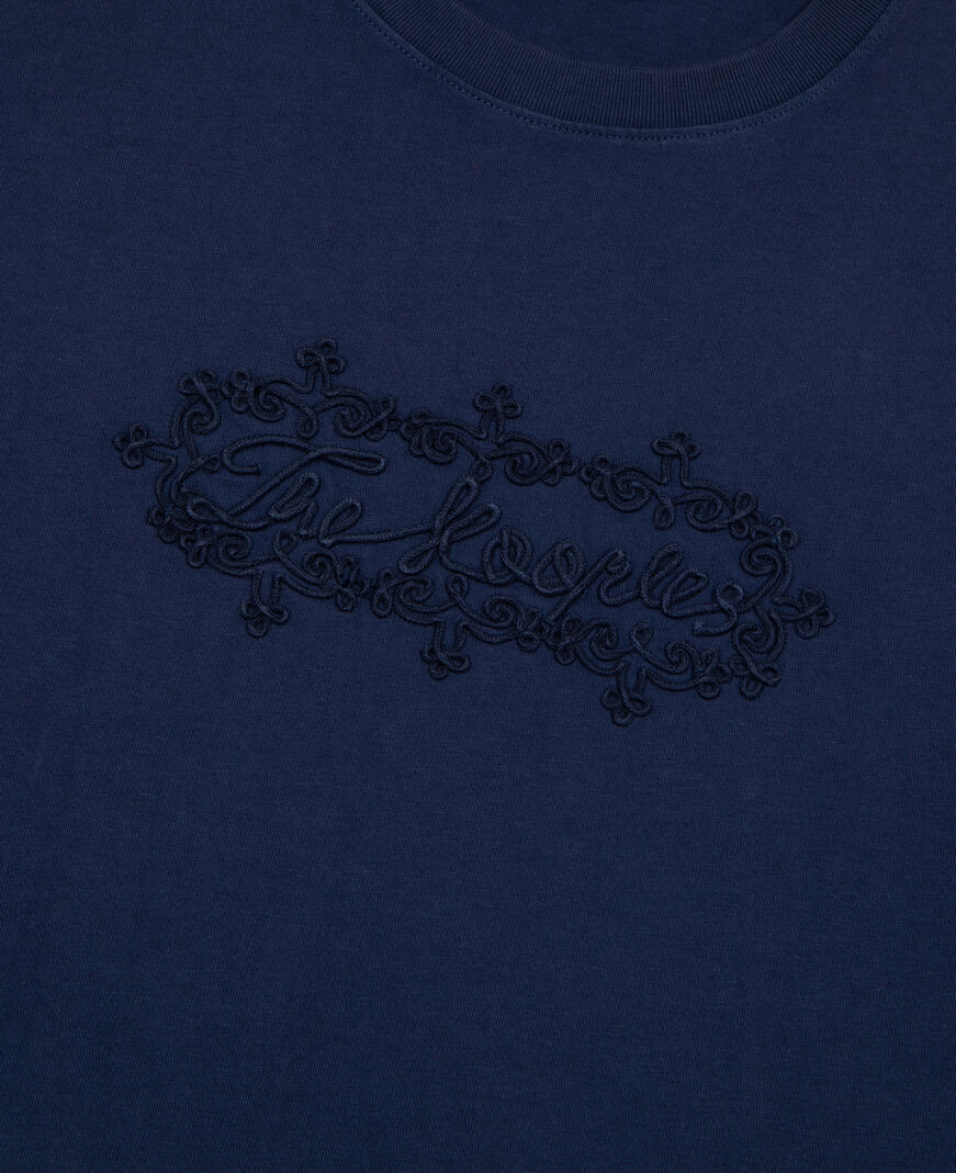 The Kooples HOMME DARK NAVY t-shirt avec broderie logo bleu marine