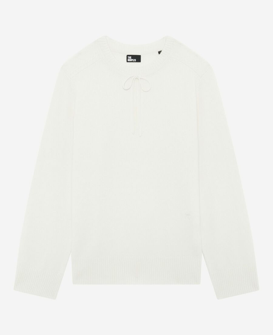 The Kooples F ECRU round-neck cashmere sweater, ecru