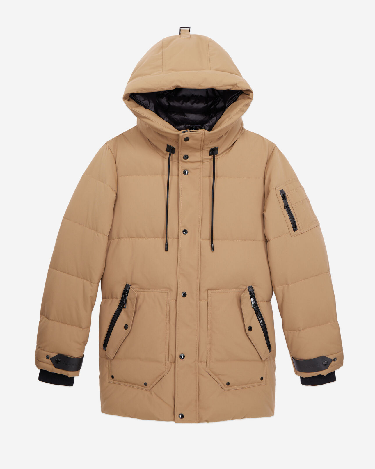 The Kooples MEN CAMEL beige hooded parka