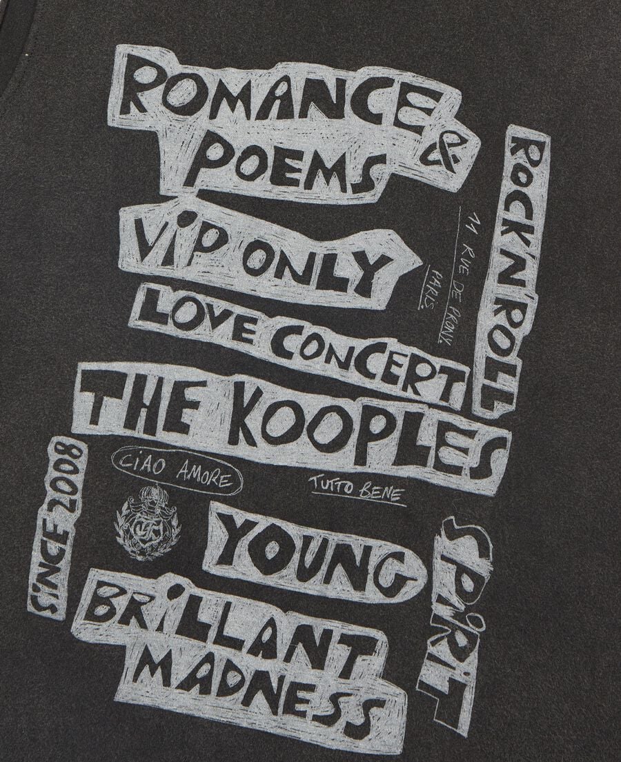 The Kooples F BLACK WASHED tank top with faded black screen print