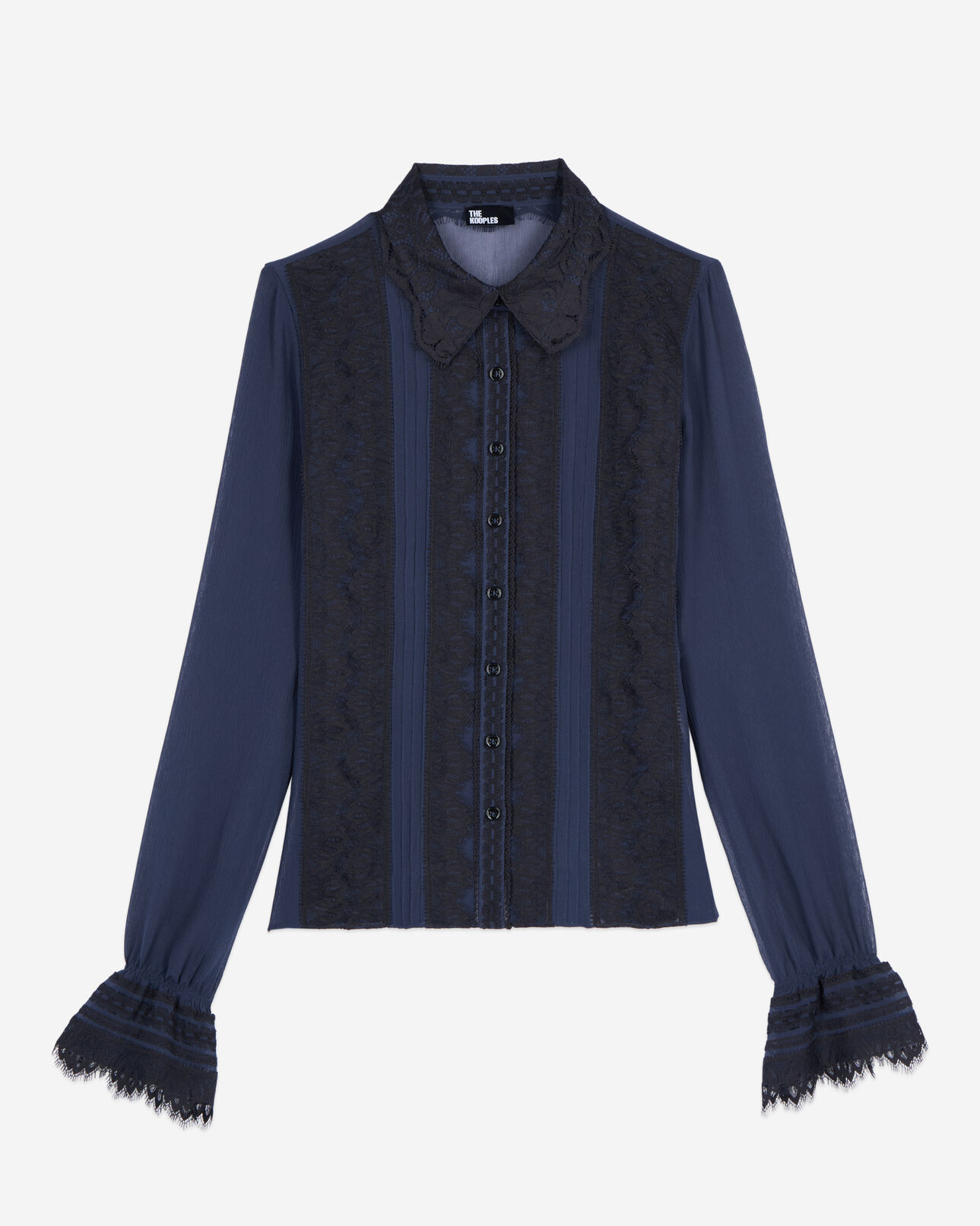 The Kooples WOMEN DARK NAVY navy blue silk shirt