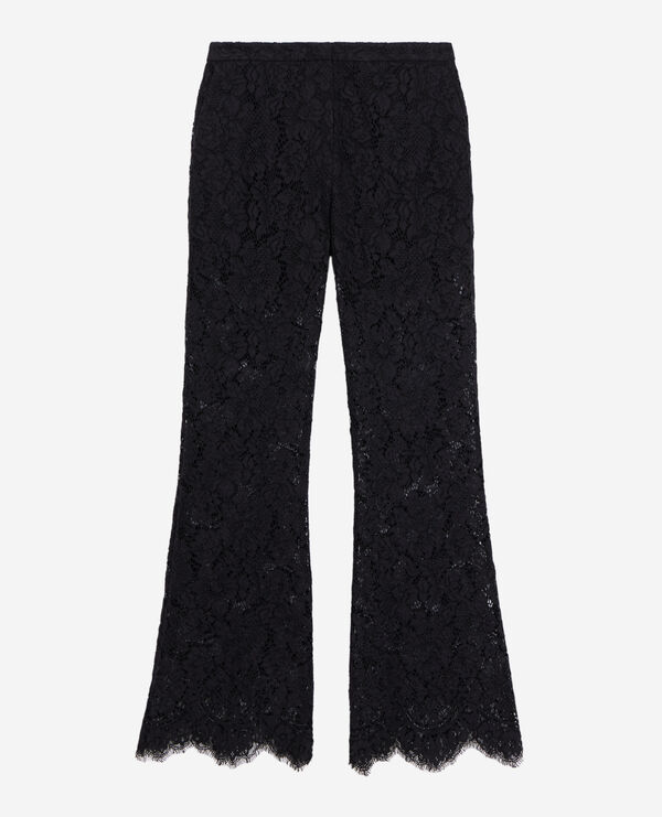 The Kooples FEMME BLACK pantalon flare en dentelle noir