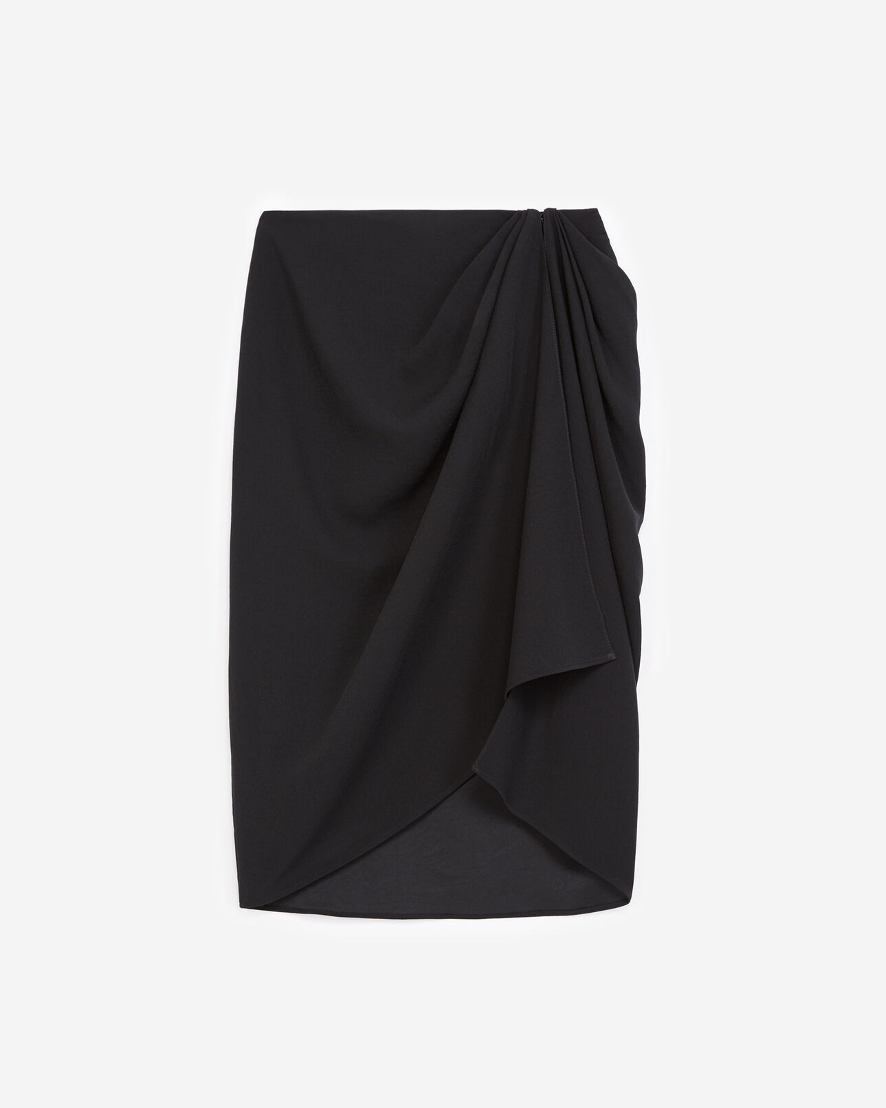 The Kooples WOMEN BLACK black satin wrap skirt with belt