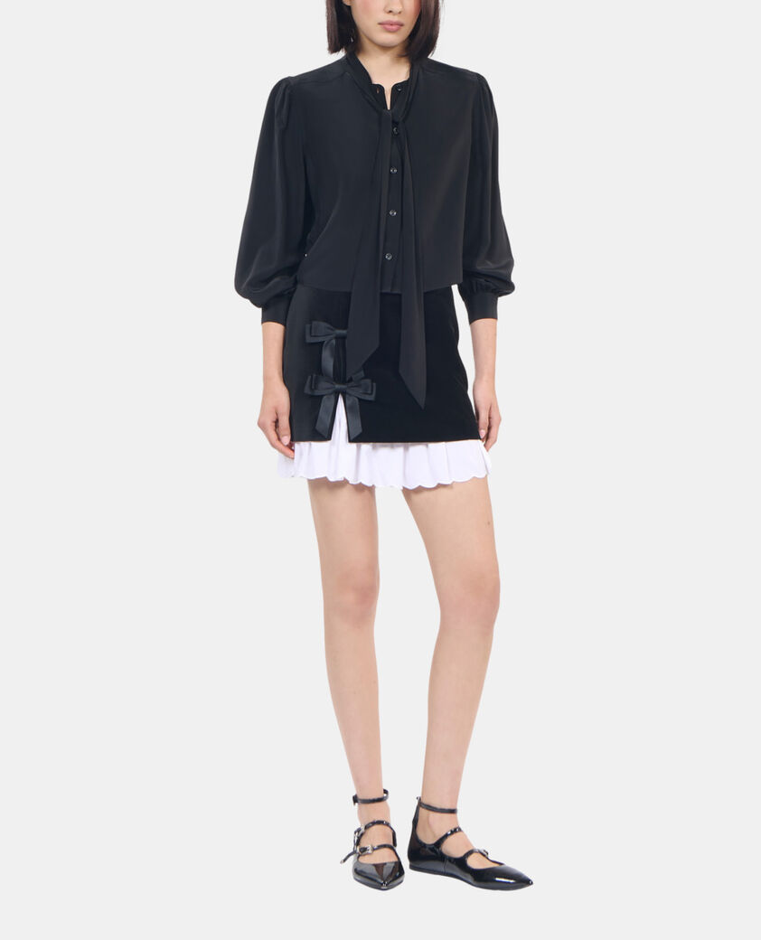 The Kooples WOMEN BLACK short black silk shirt