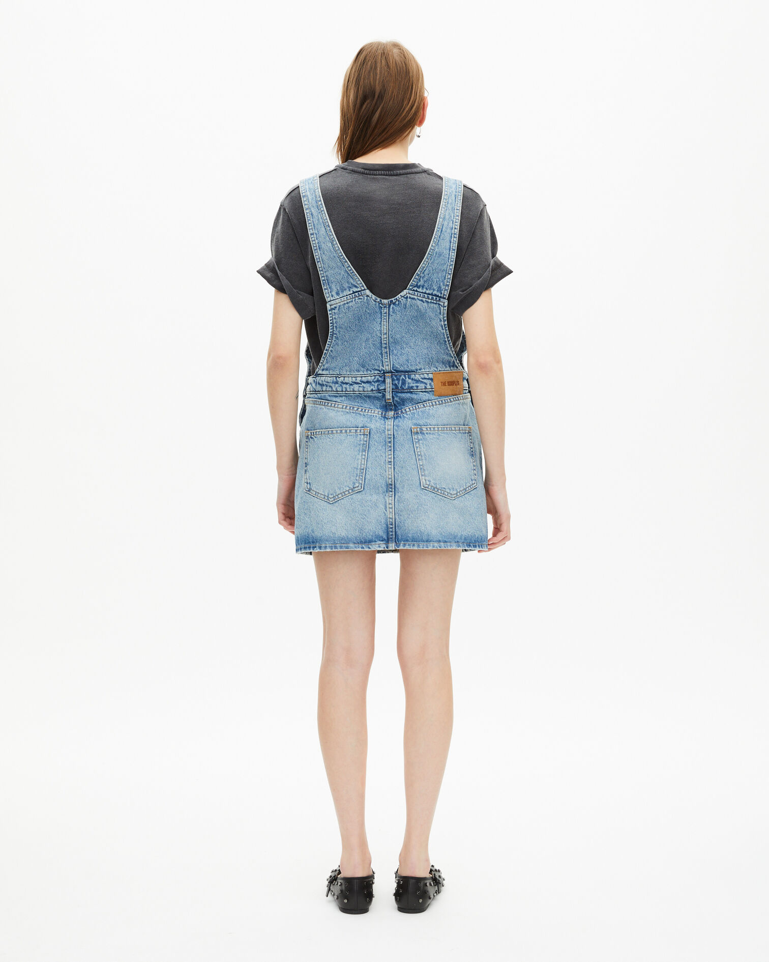 Short denim dungaree dress, BLUE BLEACHED / NAVY, hi-res image number null