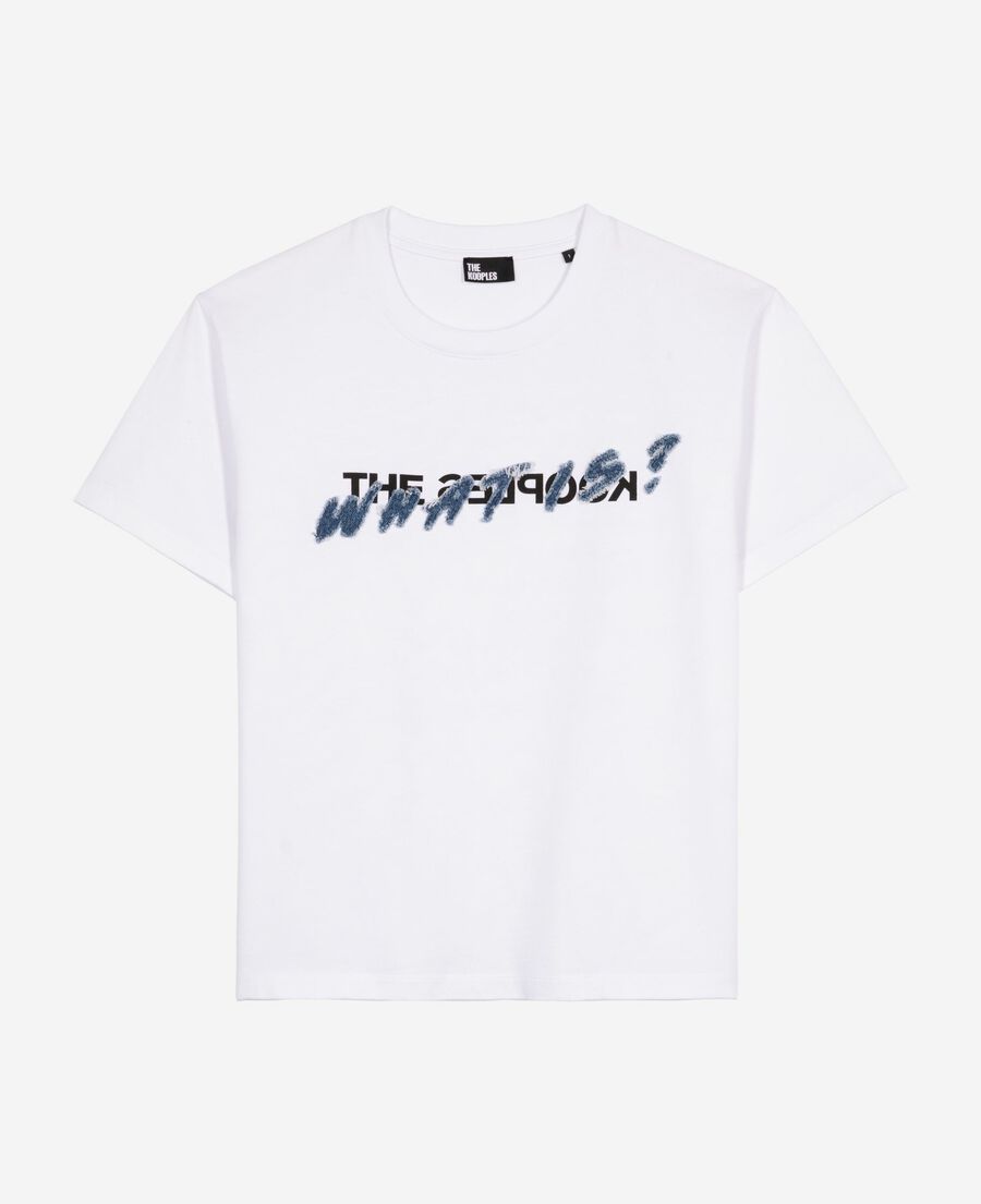 The Kooples DAMEN WHITE weißes t-shirt mit what is-schriftzug