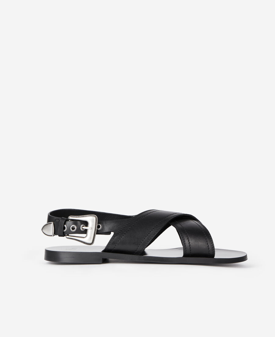 The Kooples HOMME BLACK sandales en cuir noir