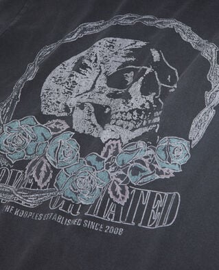The Kooples HERREN BLACK WASHED schwarzes t-shirt mit vintage-skull-siebdruck