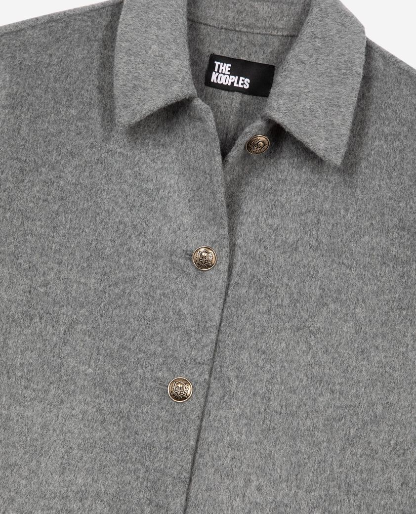 The Kooples DAMEN GREY langer doppelseitiger wollmantel mit grauem cape