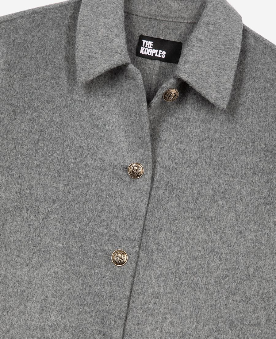 The Kooples DAMEN GREY langer doppelseitiger wollmantel mit grauem cape