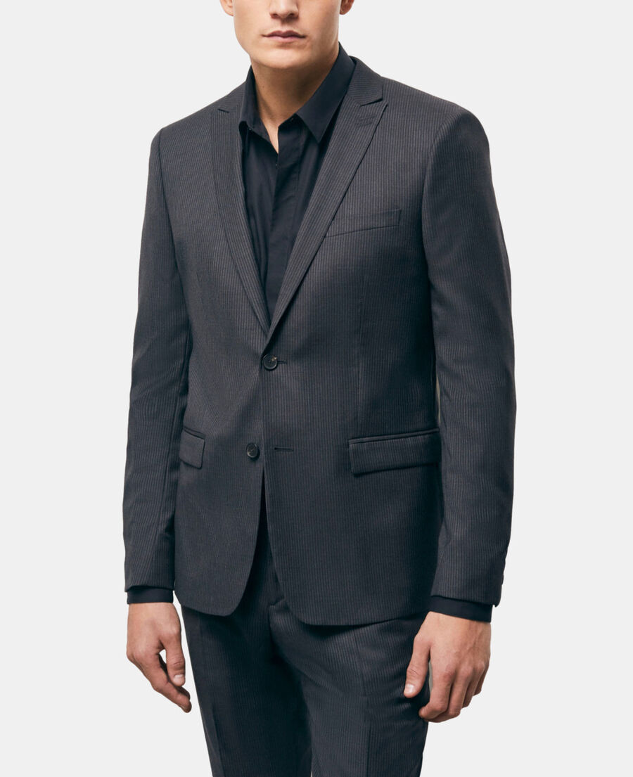 striped wool suit jacket