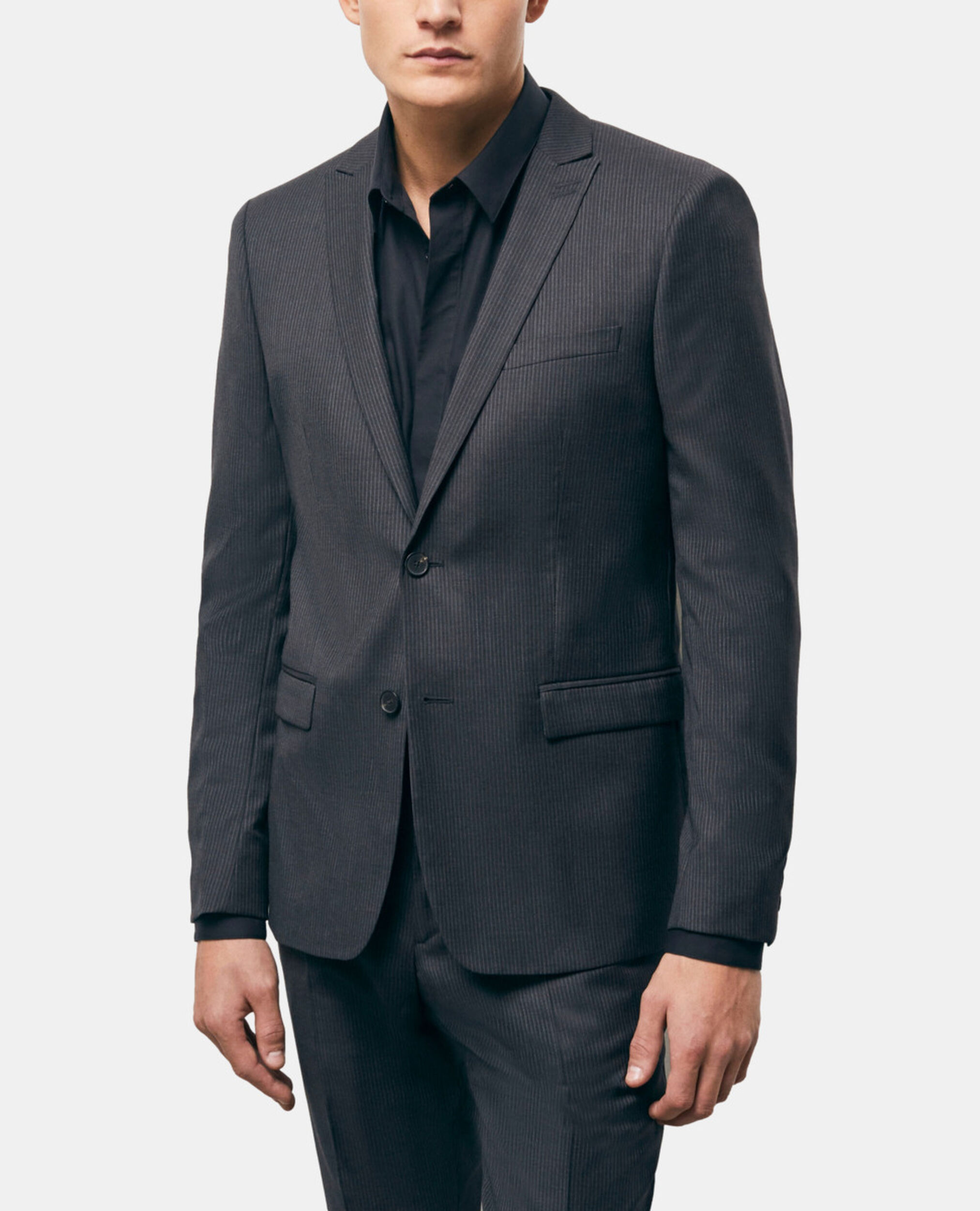 Striped wool suit jacket, BLACK GREY, hi-res image number null