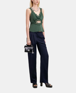 The Kooples WOMEN WOOD KAKI green top with guipure