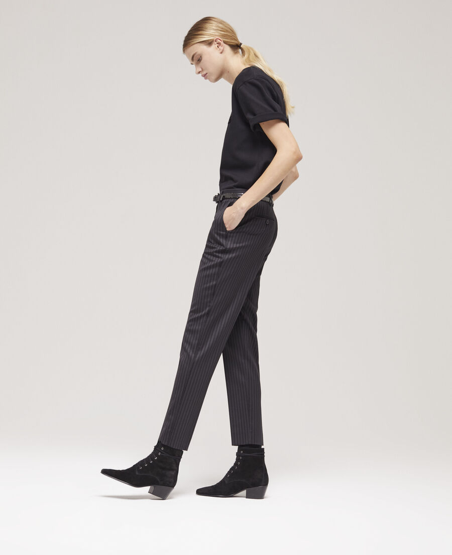 The Kooples DAMEN BLACK GREY gestreifte anzughose aus wolle