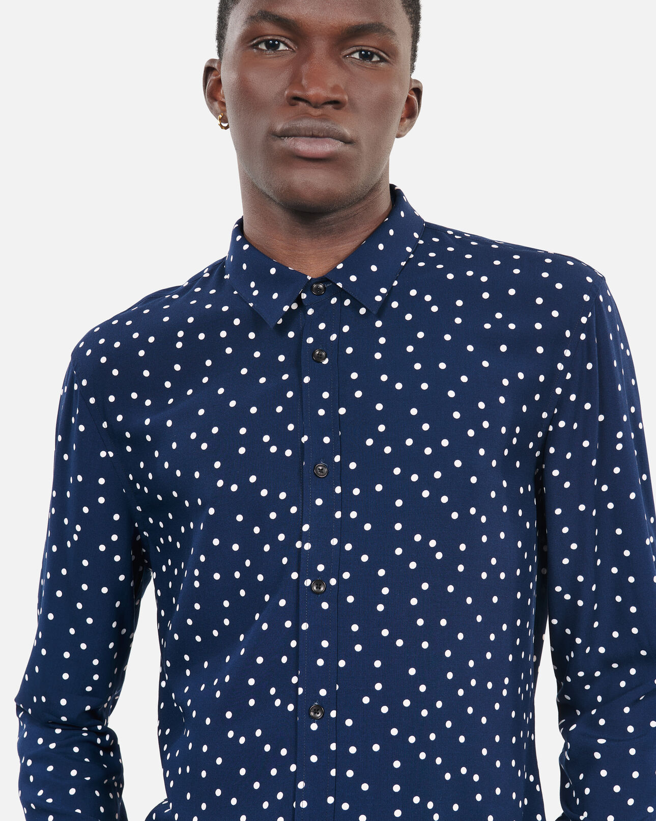 The Kooples HERREN DARK NAVY-ECRU hemd mit punkte-print