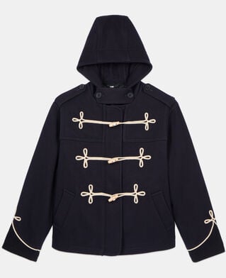 The Kooples F NAVY navy blue hooded short pea coat