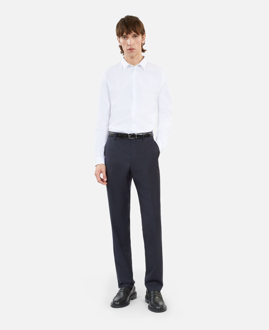 pantalon de costume en laine bleu marine