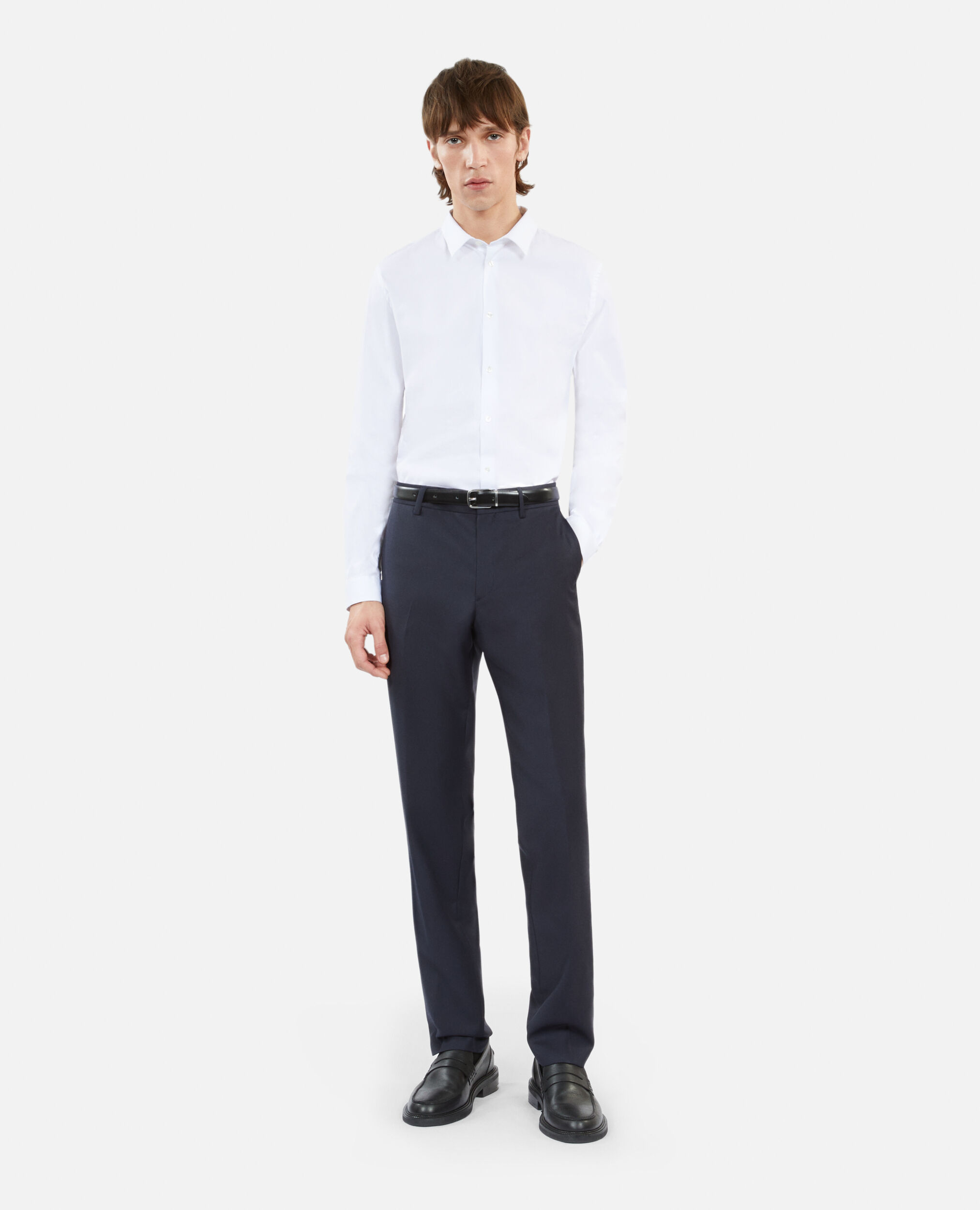 Pantalon de costume en laine bleu marine, DARK NAVY, hi-res image number null