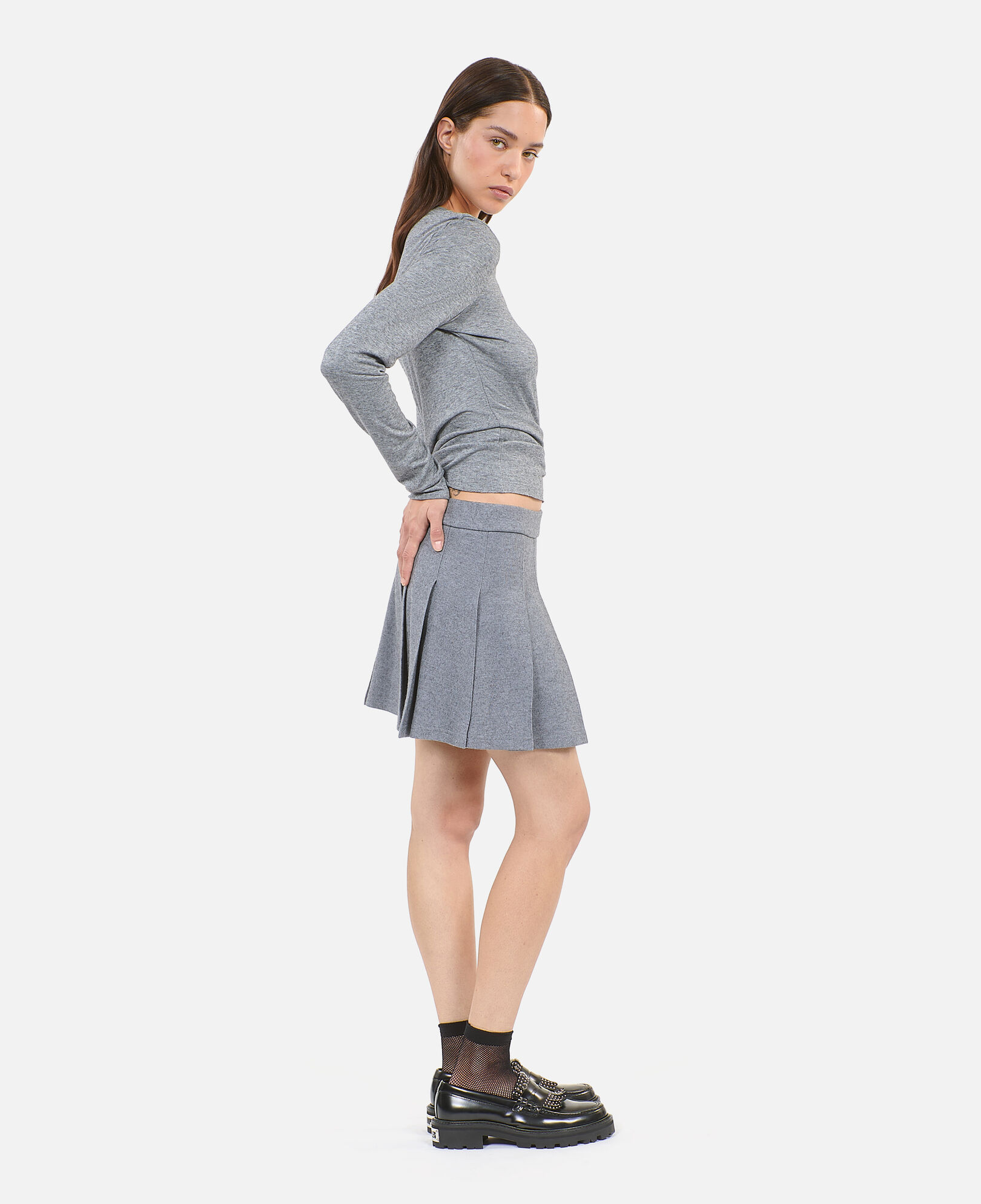 The Kooples FEMME GREY MELANGE t-shirt manches longues imprimé