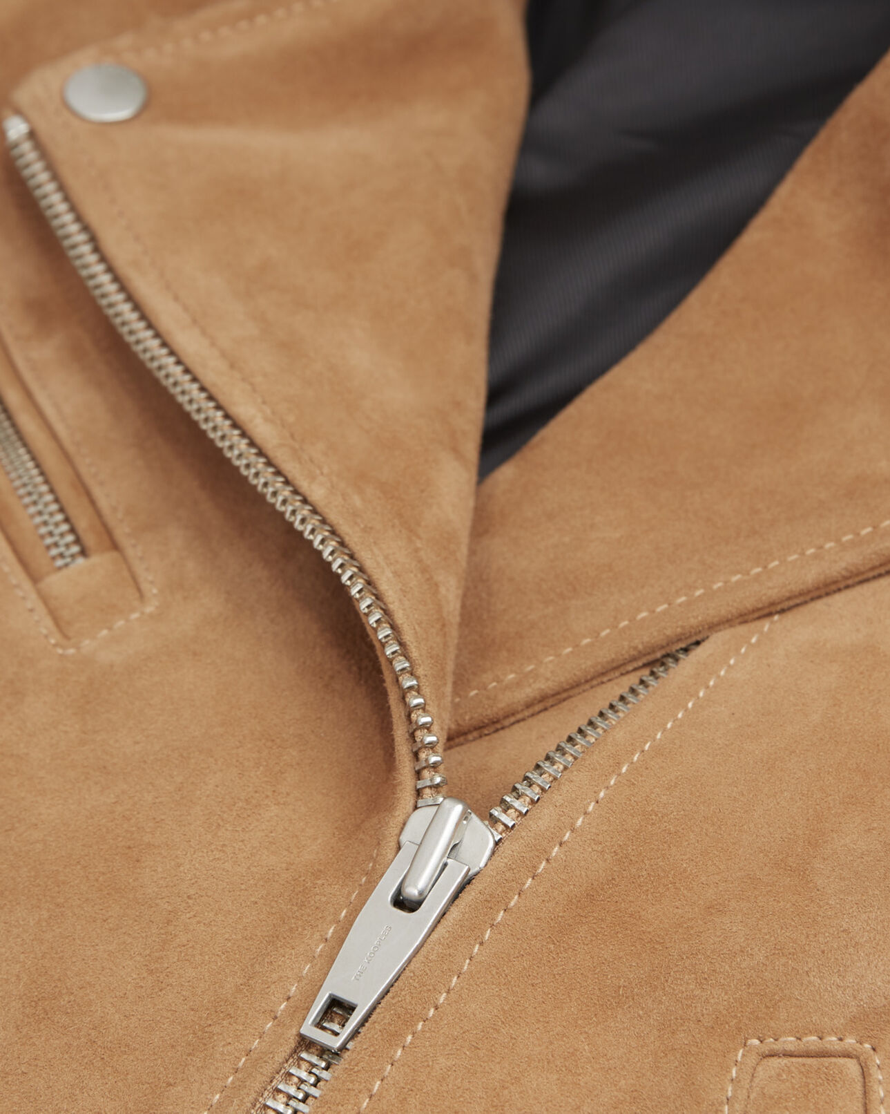 The Kooples MUJER CAMEL chaqueta biker camel piel ante cremallera
