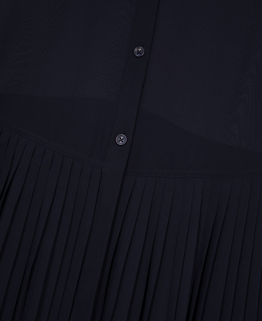The Kooples FEMME NAVY chemise plissée marine
