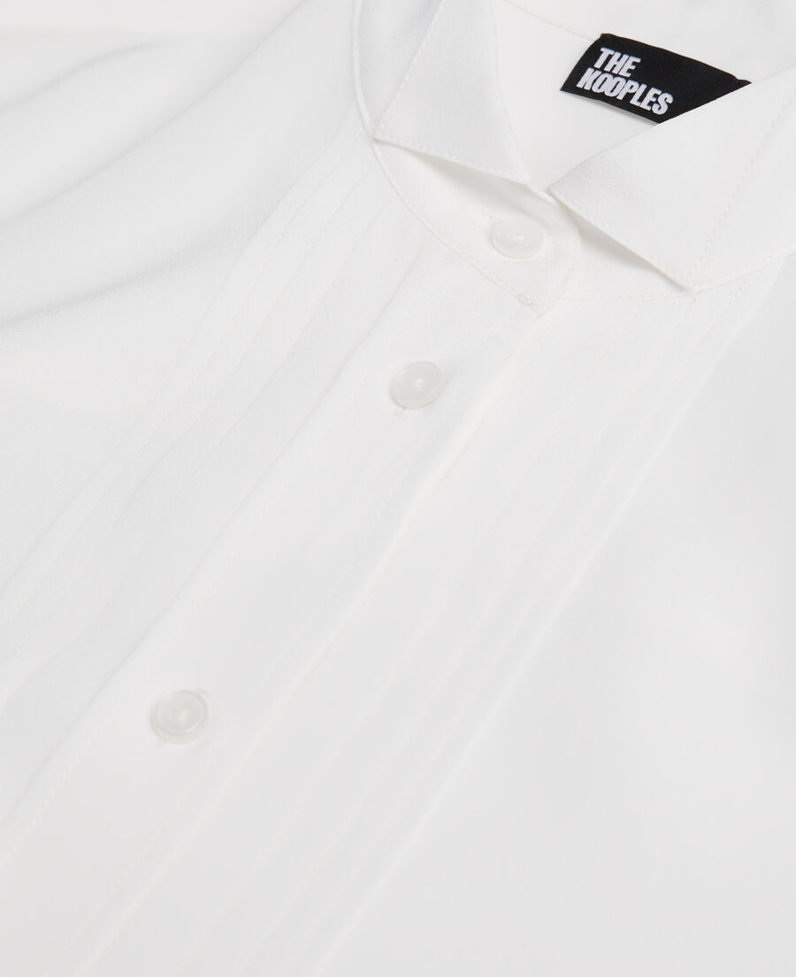 ecrufarbenes hemd aus seide mit plissierung