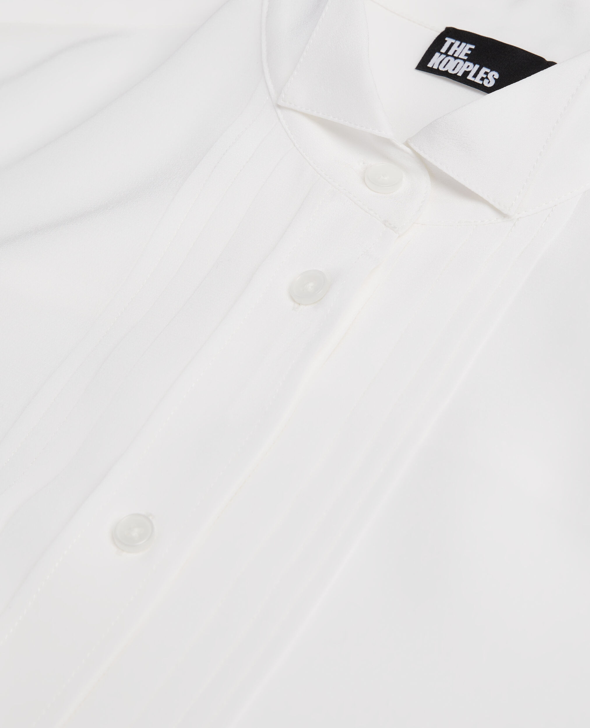 Ecrufarbenes Hemd aus Seide mit Plissierung, ECRU, hi-res image number null