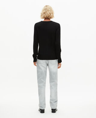 The Kooples HOMME BLACK pull col v en laine mérinos noir
