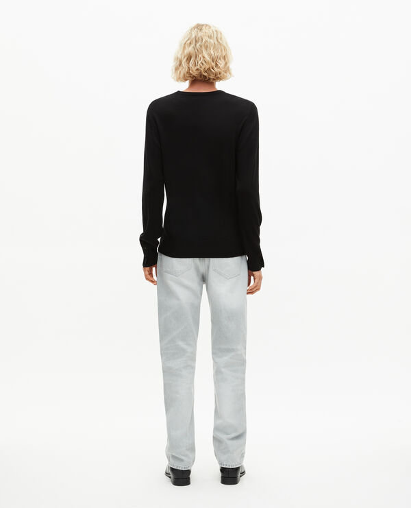 The Kooples HERREN BLACK pullover mit v-ausschnitt aus merinowolle schwarz