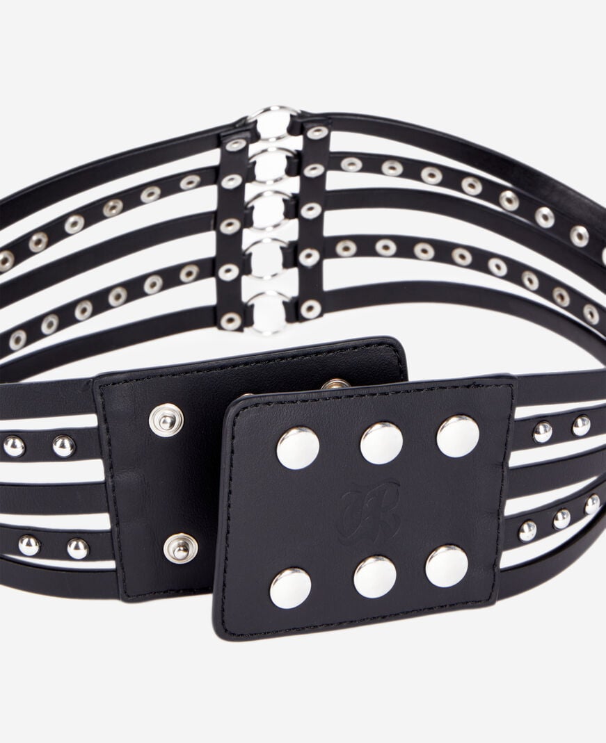 The Kooples WOMEN BLACK black leather corset belt with studs