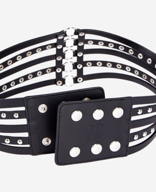 The Kooples WOMEN BLACK black leather corset belt with studs