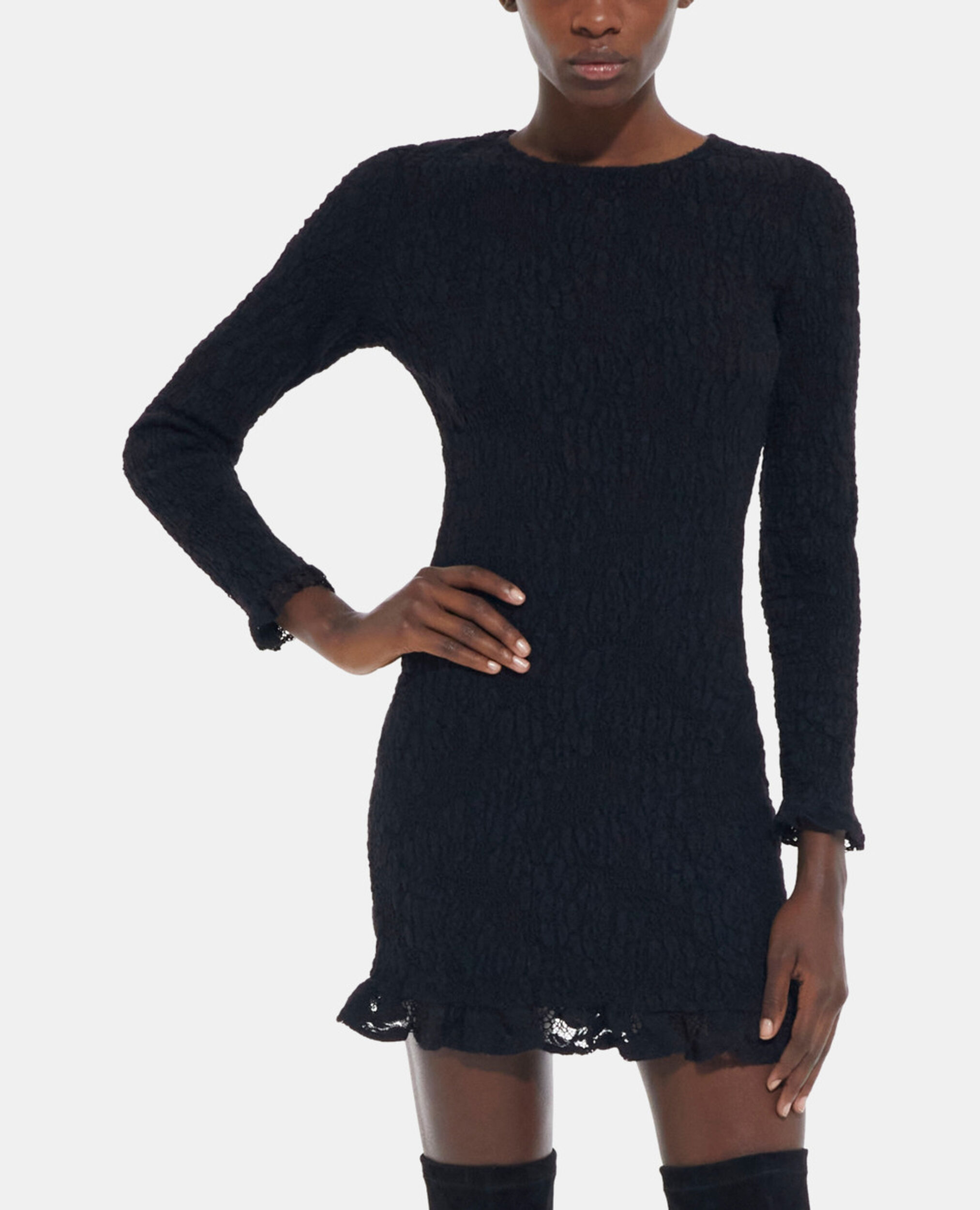 Short black lace dress, BLACK, hi-res image number null