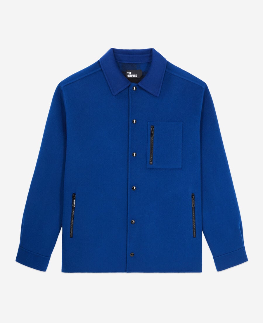 The Kooples H ROYAL BLUE - DARK NAVY blue wool-blend overshirt jacket