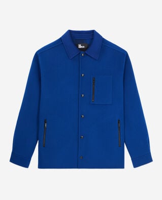 The Kooples H ROYAL BLUE - DARK NAVY blue wool-blend overshirt jacket
