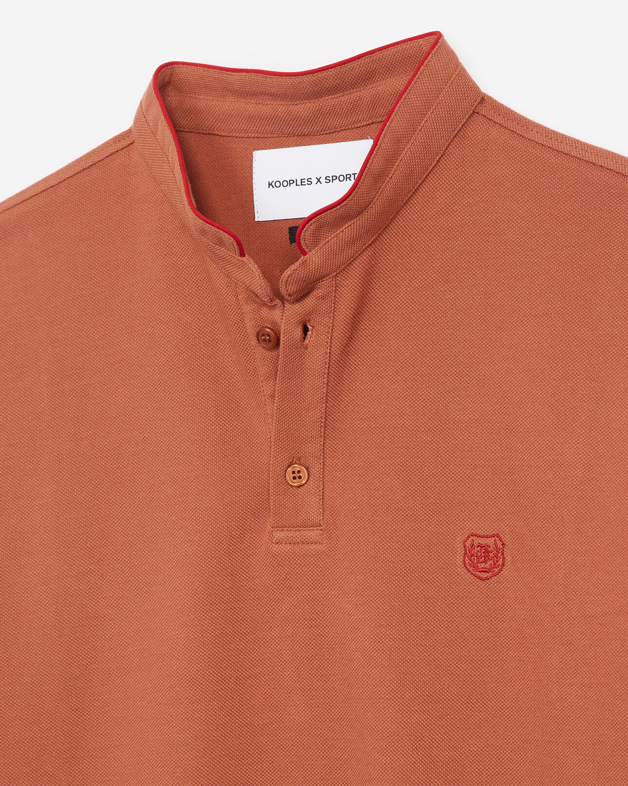 The Kooples H DARK PINK / KING RED slim-fit pink polo with officer collar