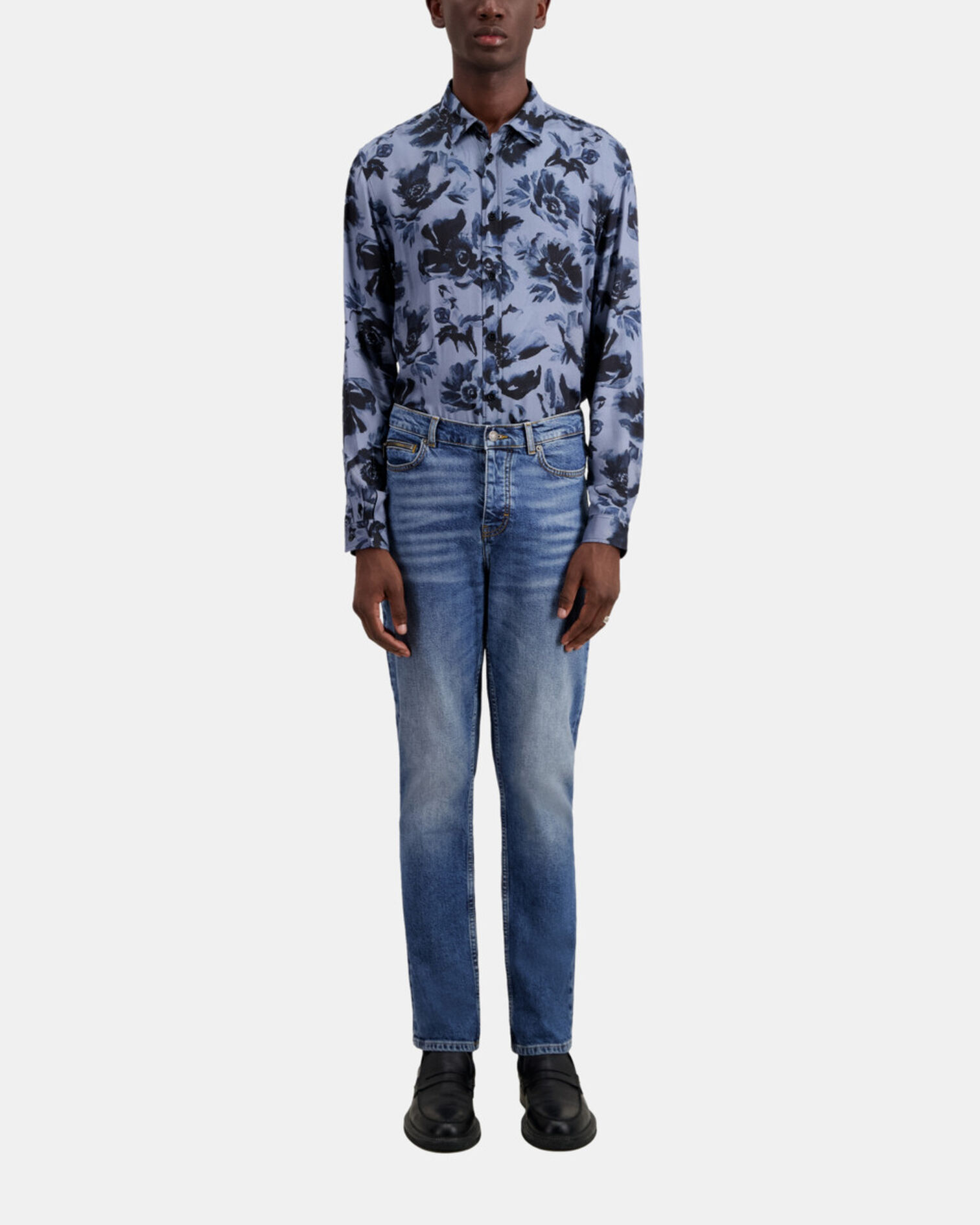 Dunkelblaue Jeans in Slim-Fit, BLUE DENIM, hi-res image number null