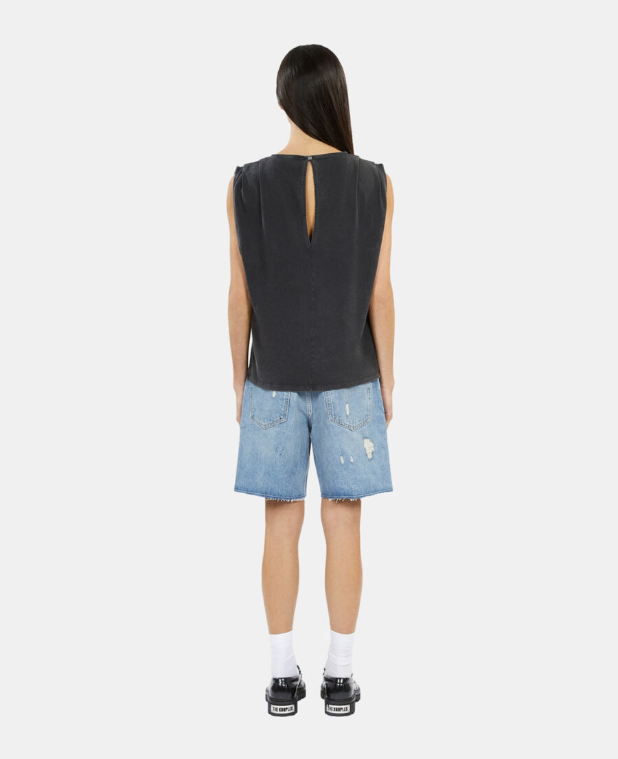 The Kooples F BLACK black top with pleating