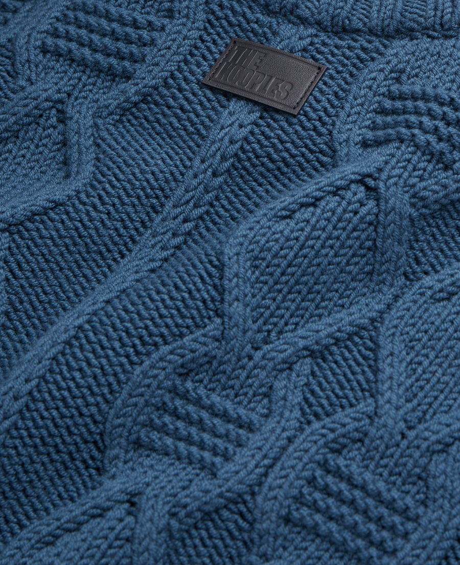 blue cable wool sweater