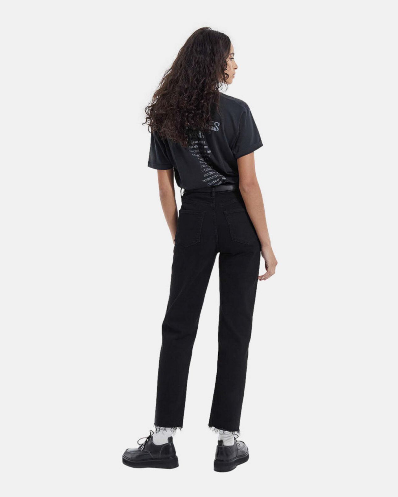 The Kooples FEMME BLACK WASHED t-shirt noir délavé coton motif serpent