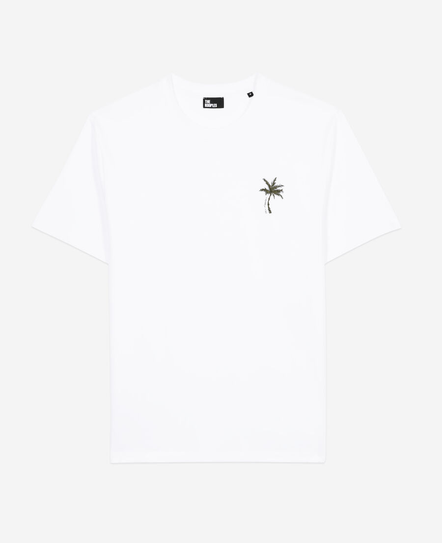 The Kooples H WHITE white t-shirt with palm tree embroidery