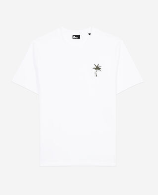 The Kooples H WHITE white t-shirt with palm tree embroidery