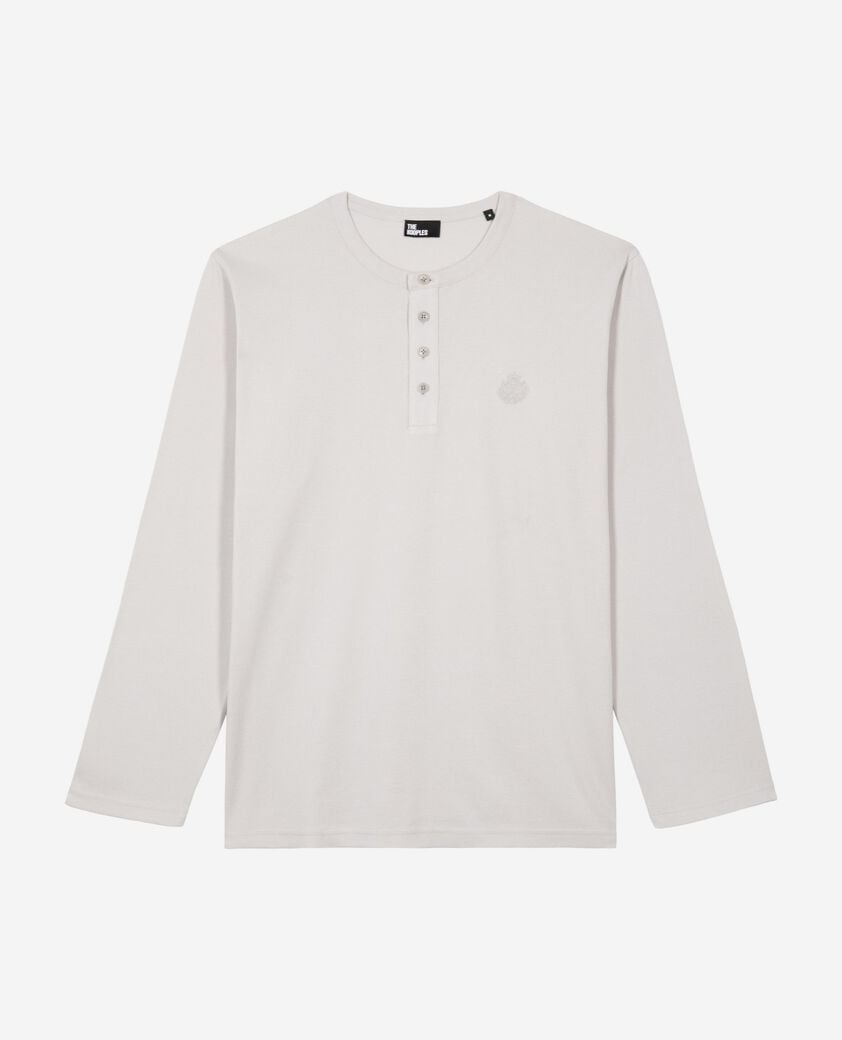 The Kooples HOMME LIGHT GREY t-shirt manches longues avec blason gris