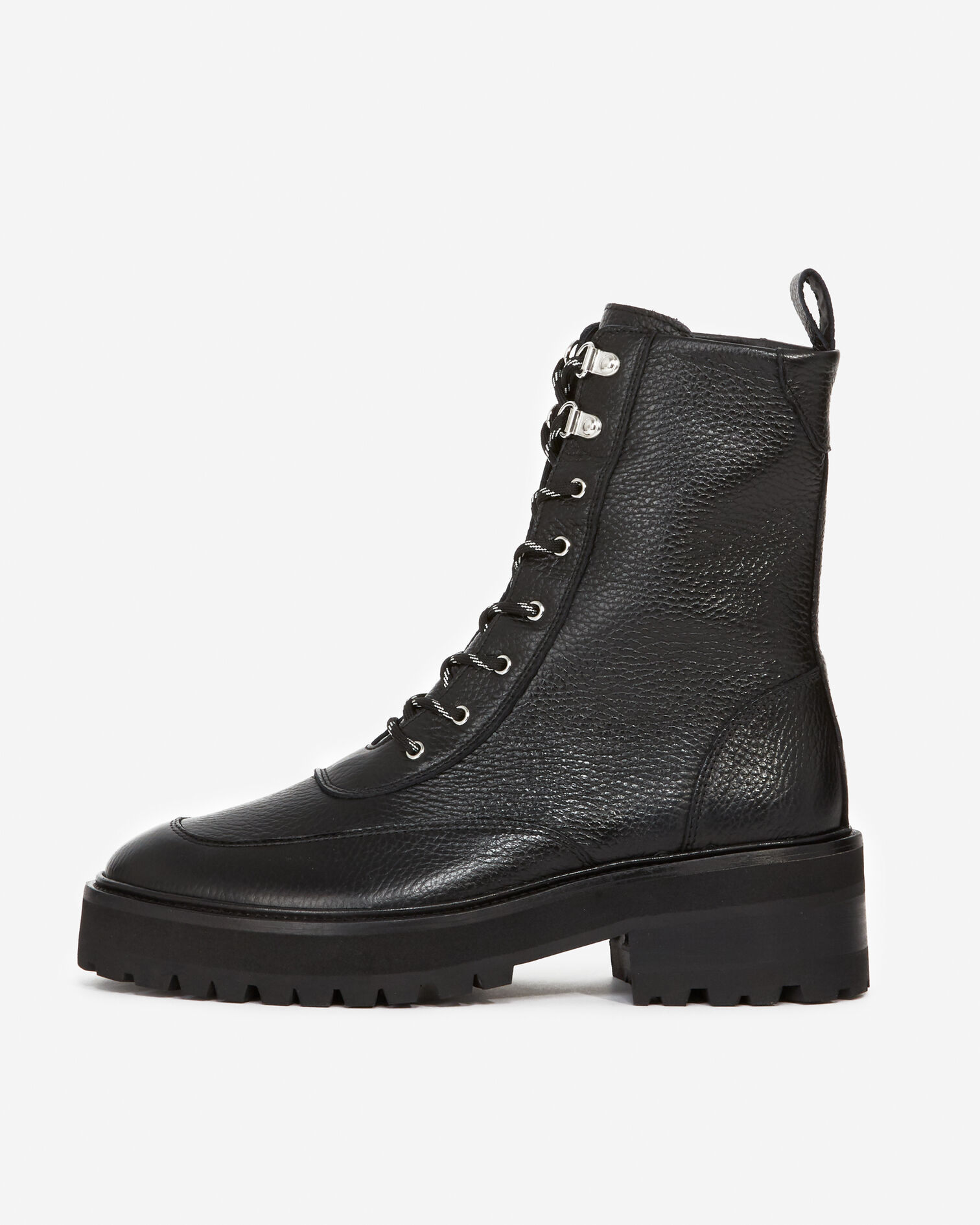 Bottines hautes cuir noir style rangers, BLACK, hi-res image number null
