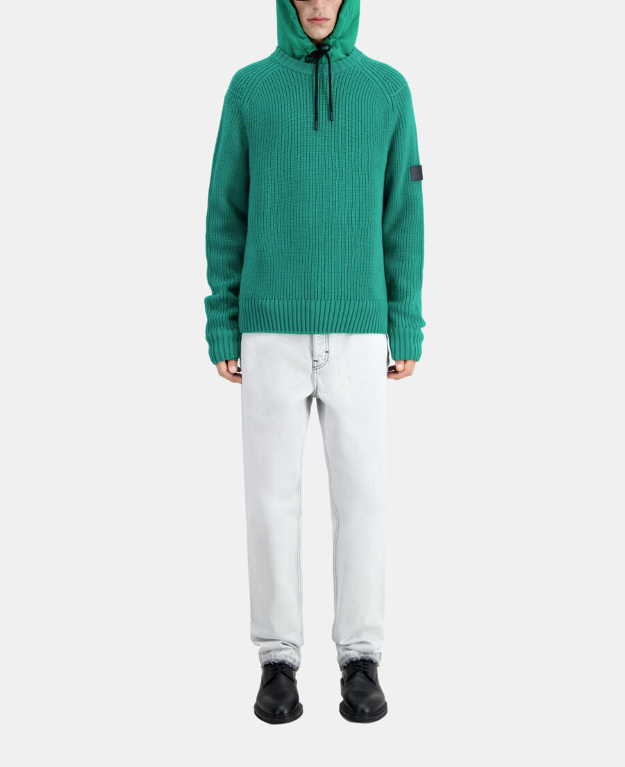 green ribbed knit sweater
