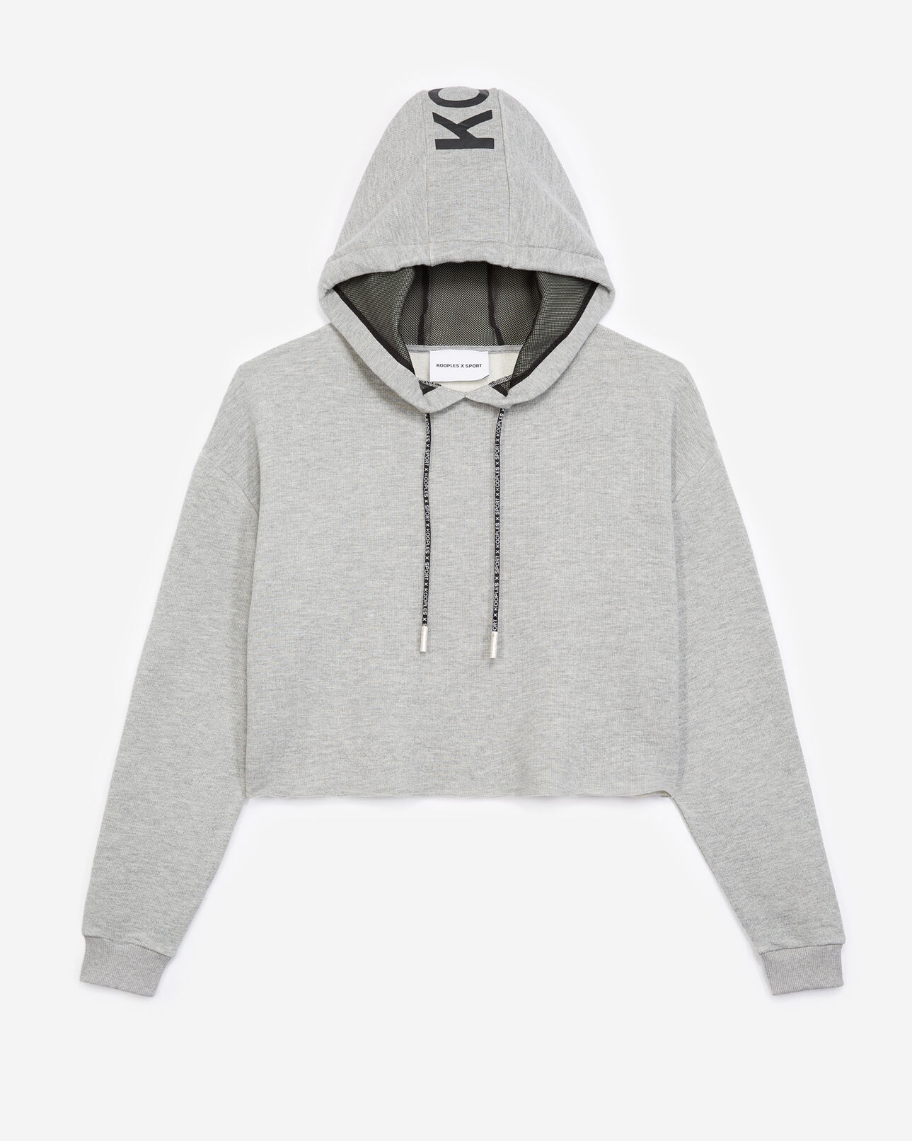 The Kooples FEMME LIGHT GREY MELANGE sweat gris clair à capuche et logo