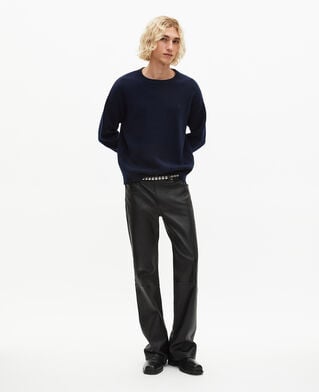 The Kooples MEN NAVY navy double-sided wool crew neck sweater