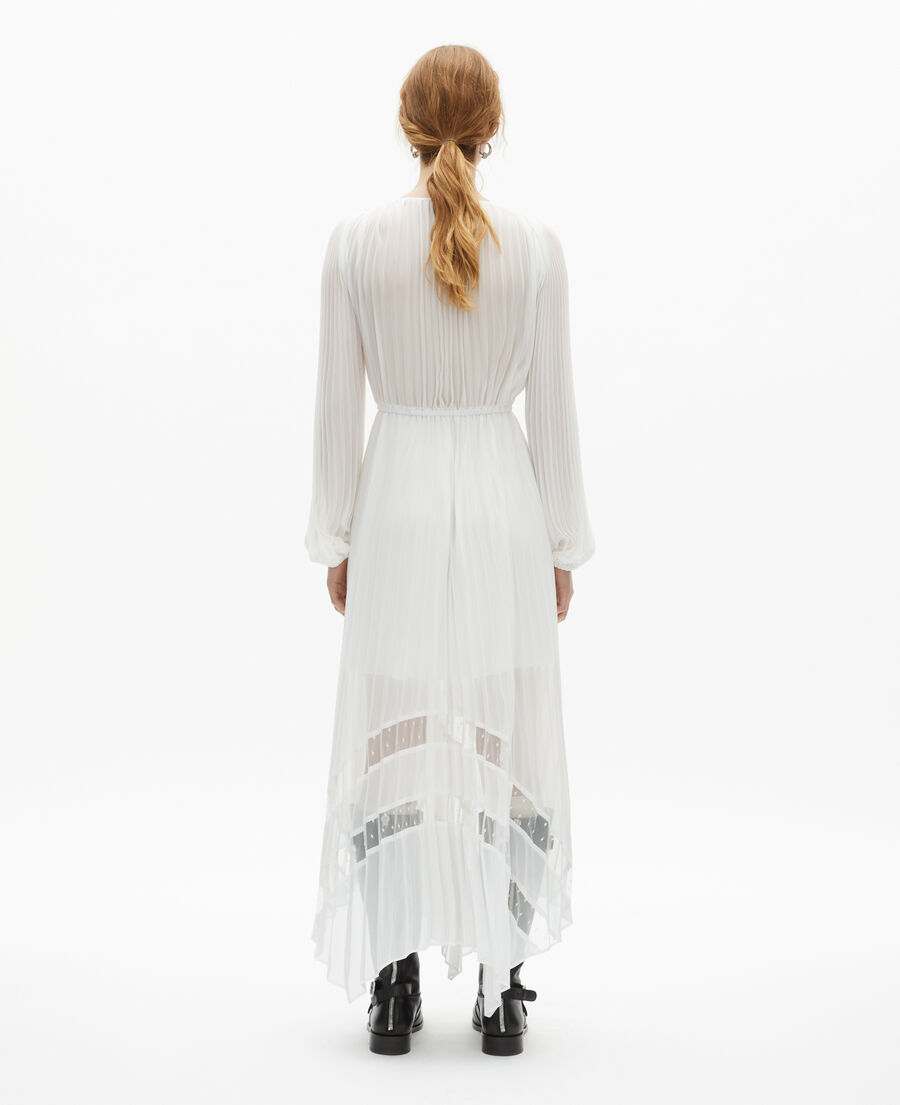 The Kooples FEMME ECRU robe longue plissée avec plumetis écrue