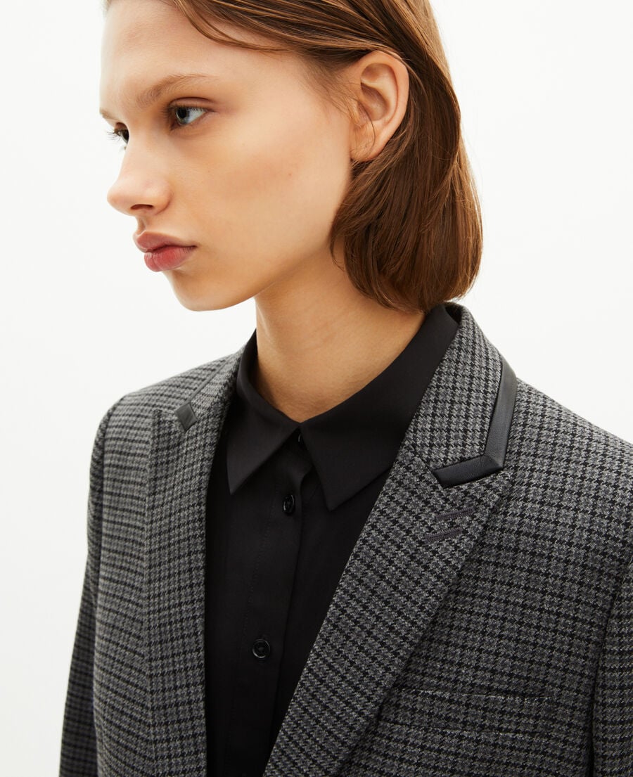 The Kooples FEMME BLACK veste tailleur en pied de puce noir et gris