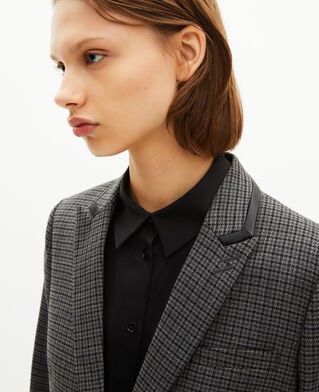 The Kooples FEMME BLACK veste tailleur en pied de puce noir et gris