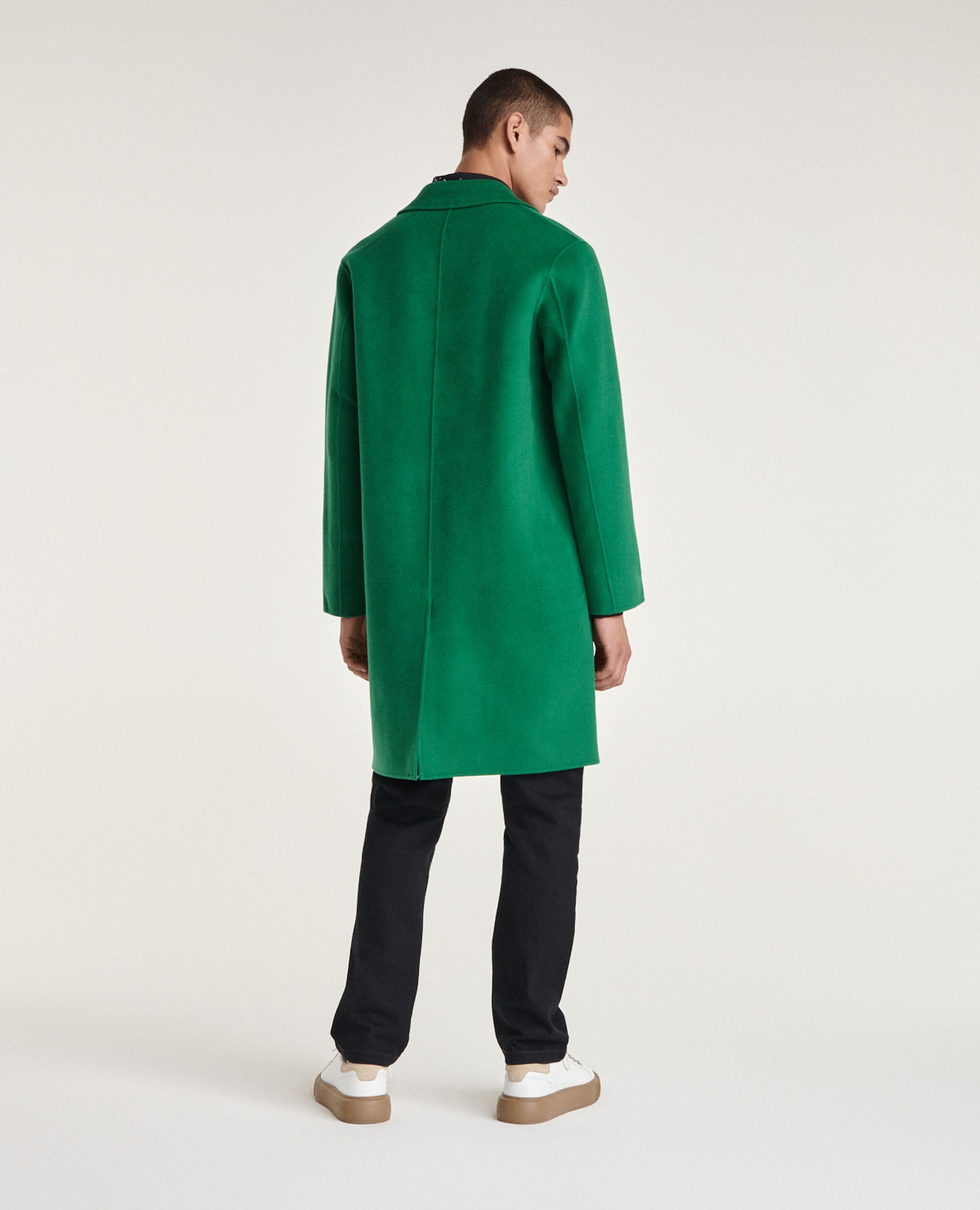 Roomy bottle green wool coat, GREEN, hi-res image number null